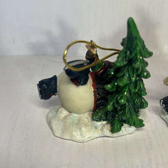 Vintage Home Interiors Ice Skating Snowman Ornament set of 3 - Picture 5 of 10